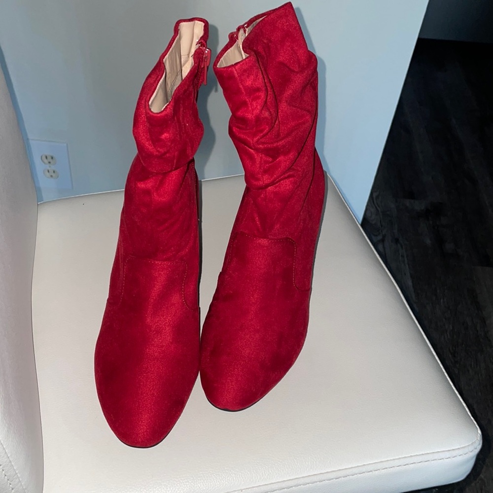 New York & Company Red Slouchy Ankle Booties